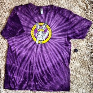 XL Purple Tie Dye T-shirt, 100% Organic Cotton, Rabbit of Approval Logo -Annie's
